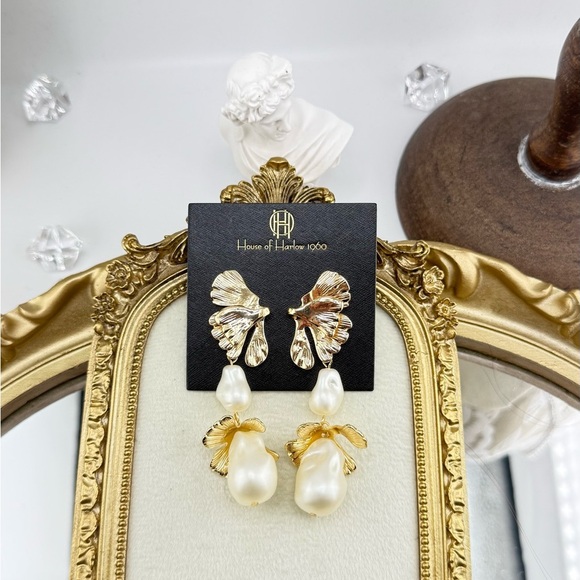 House of Harlow 1960 Statement Ginkgo  Drop Earrings ✨ - Picture 10 of 14